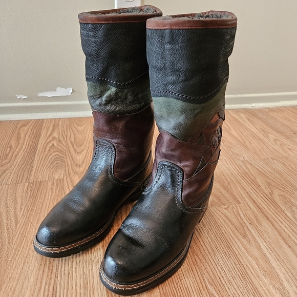 Anfibio Waterproof Leather Boho Plush Lined Fall Winter Boots Multicolor Sz 37. - Picture 2 of 11